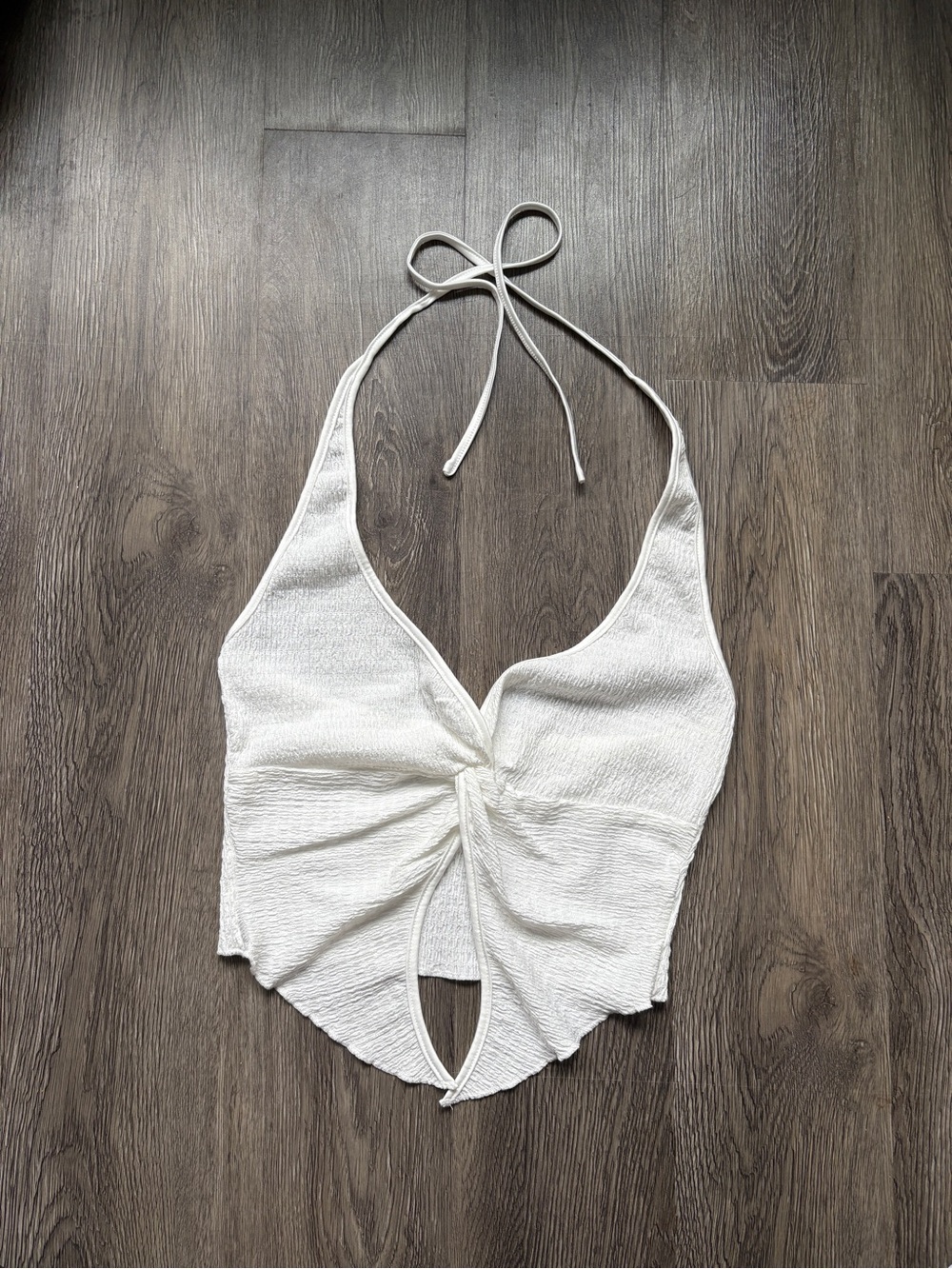 White Halter Twist Front Crop Top | Summer